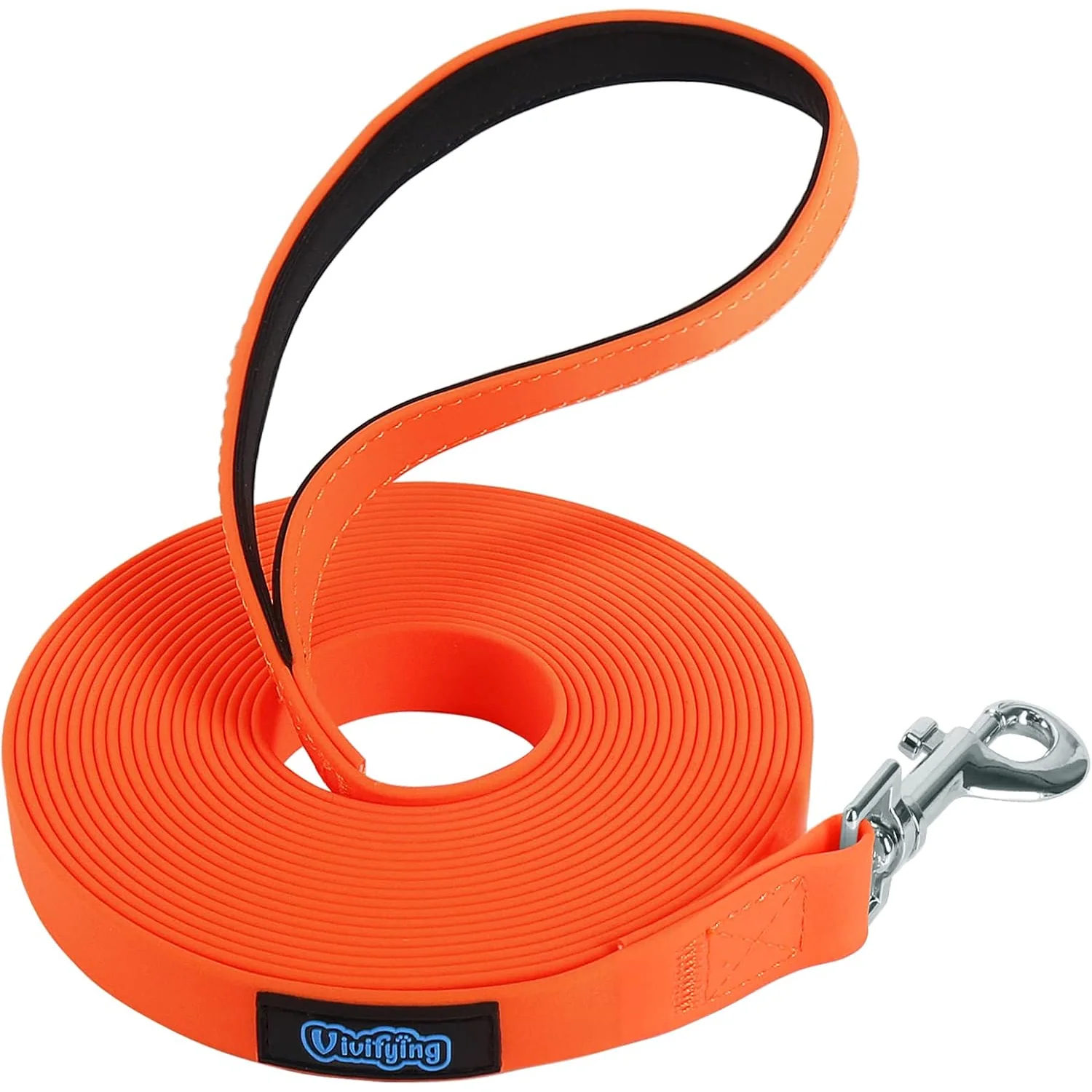 Vivifying Waterproof Long Dog Leash, orange, 20 ft