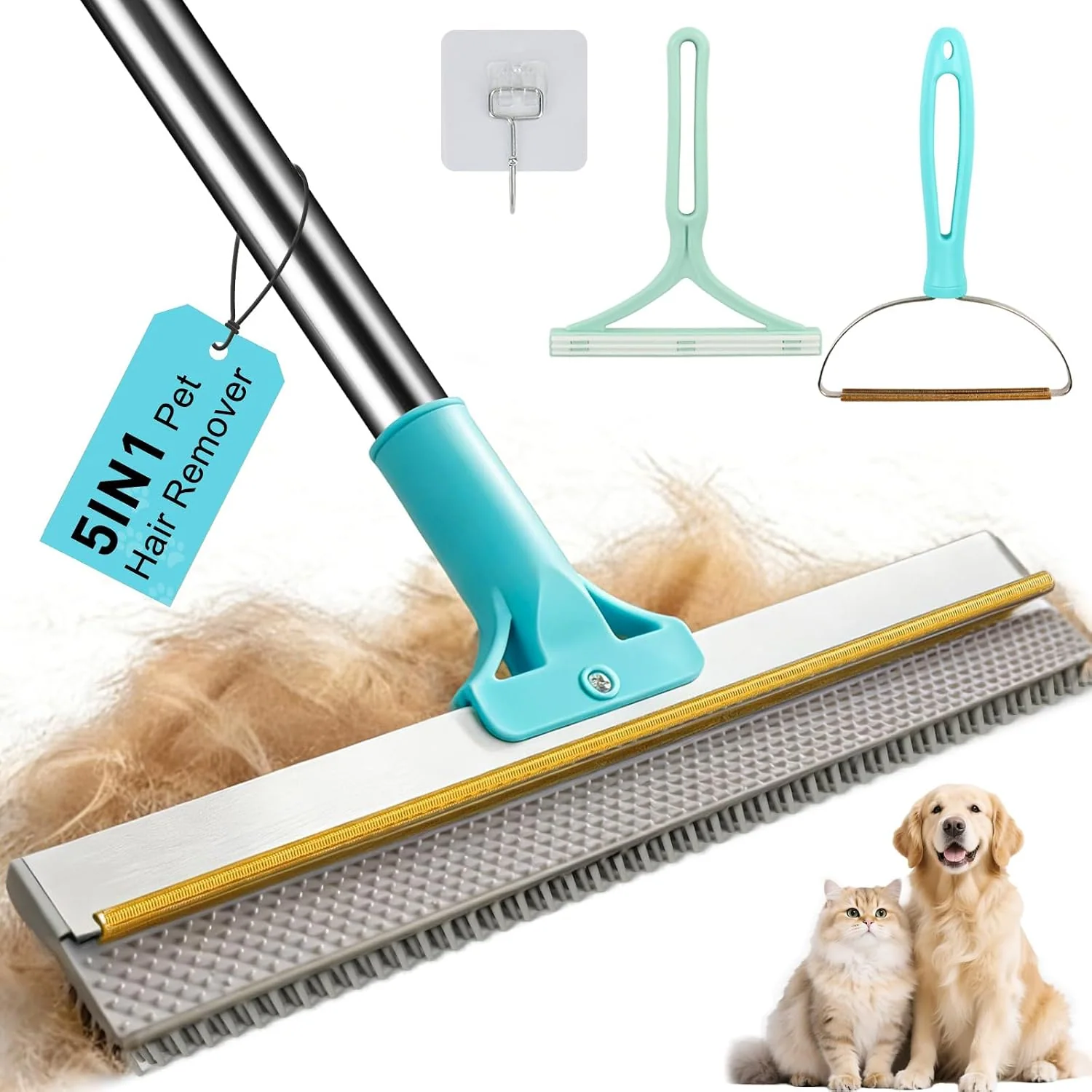 Vivifying Carpet Rake Pet Hair Remover, rake with 2 handheld tools
