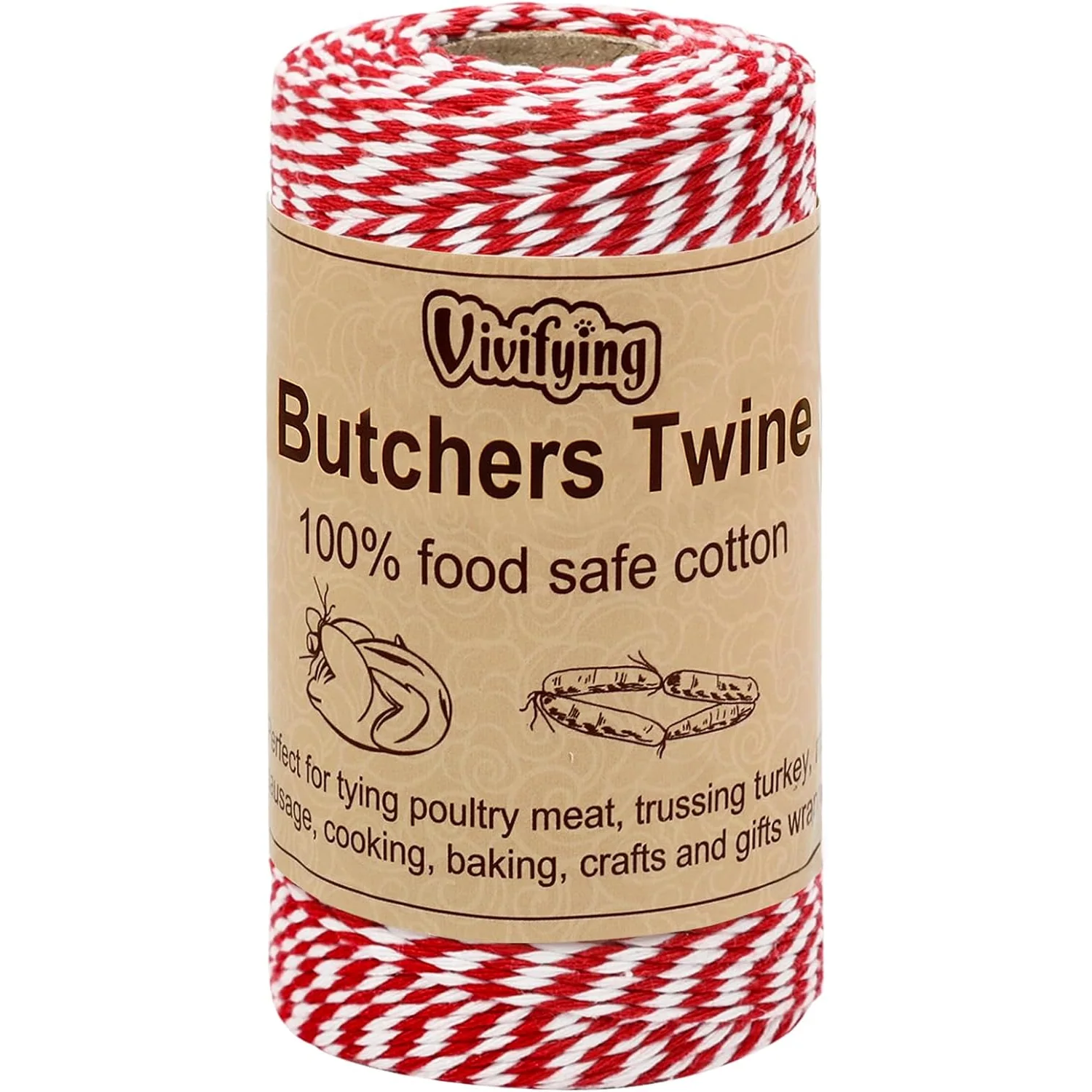 Vivifying Red and White Baker's Twine, 328 ft
