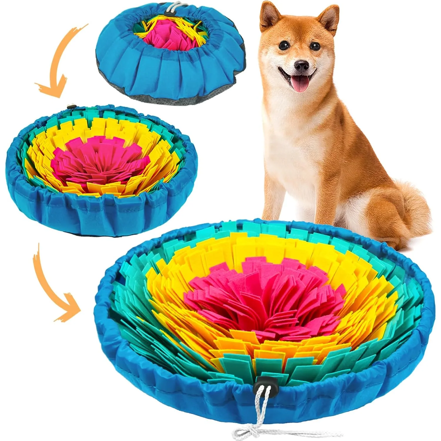 Vivifying Drawstring Snuffle Mat, 17 in, red, yellow and blue
