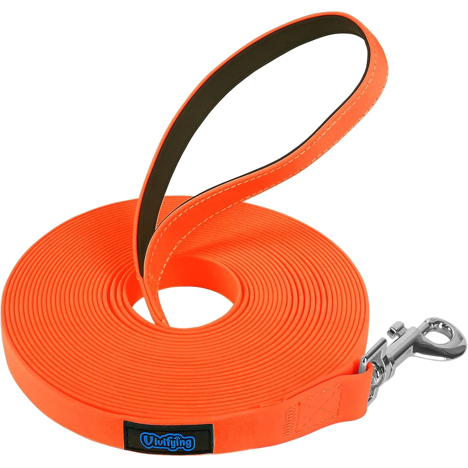 Vivifying Waterproof Long Dog Leash, orange, 32 ft