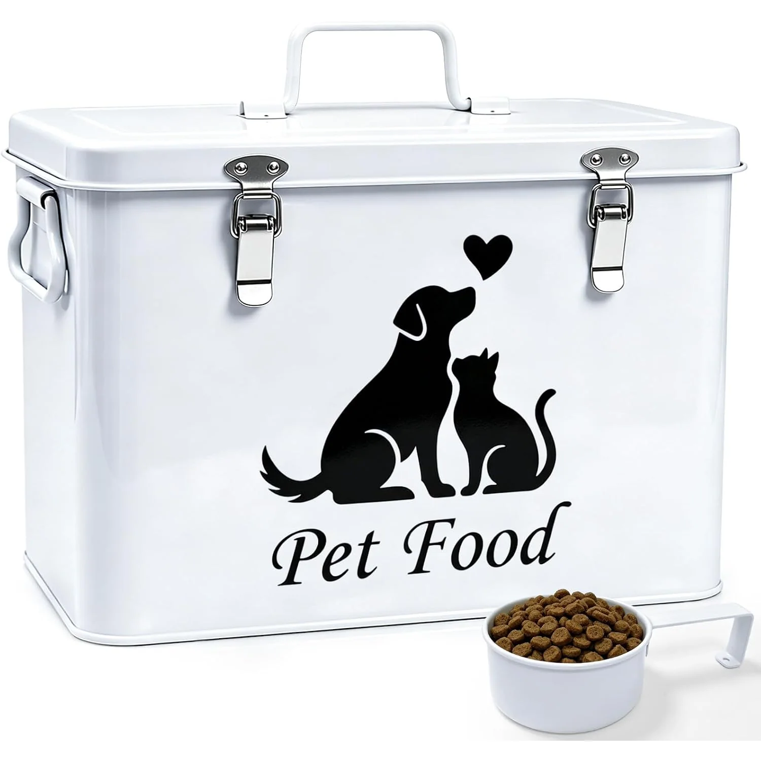 Vivifying Airtight Metal Dog Food Container, white, about 13 lb